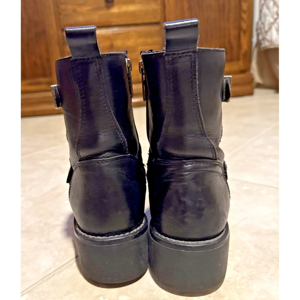 Harley-Davidson Black Leather Motorcycle Riding Biker Boots Zip Up Woman Sz 8.5 - Picture 2 of 7